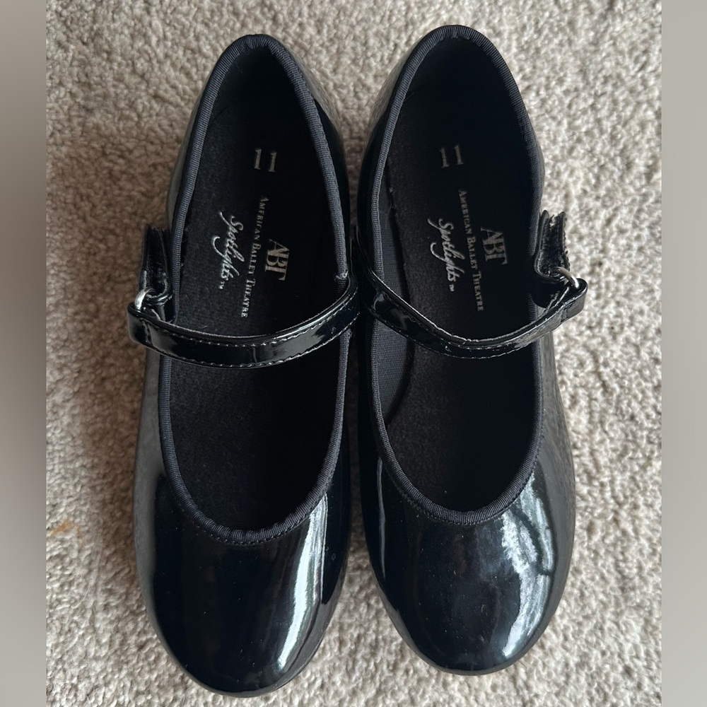 Toddler girls American ballet theater tap shoes, ABT ballet Tap, black, size 11